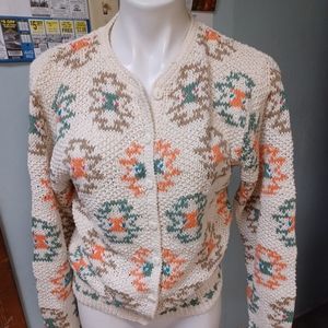 Vintage woolrich button up sweater womens size s floral design knit cardigan